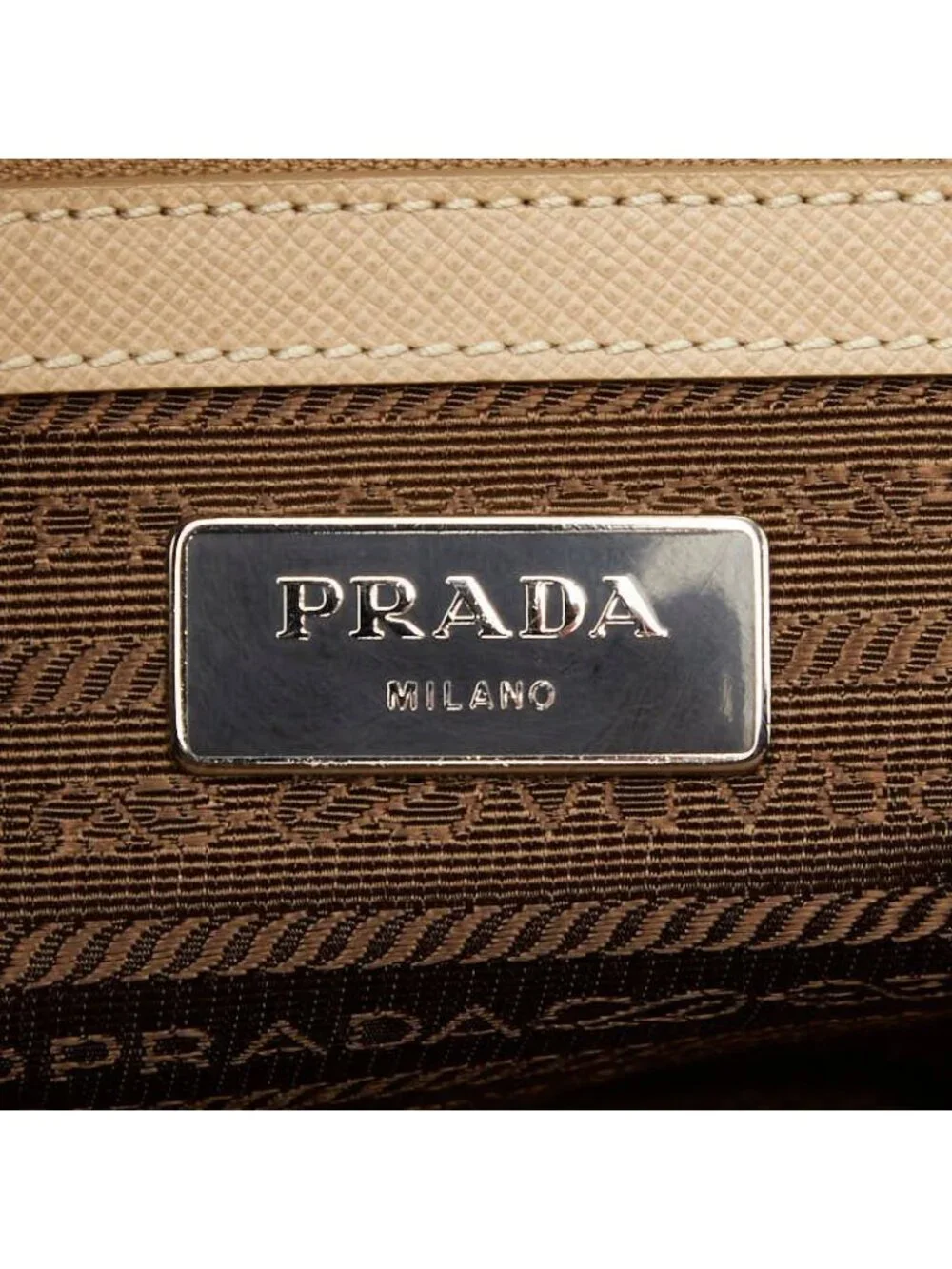 Prada Handbag Briefcase Business Beige Saffiano Leather